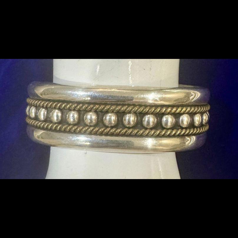 Rare Vintage 20 Yr Mexican Gold Braid & 925 Sterling Silver Bracelet 36g